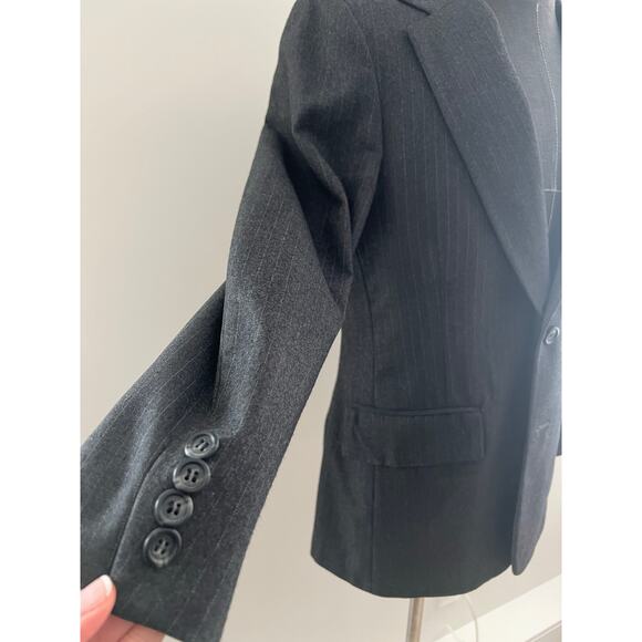 Vintage Saint Laurie Wool Suit Gray White Pinstripes Size 36 JP - Picture 3 of 15